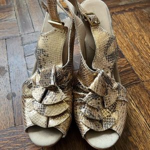 Loeffler Randall Rose Gold, Metallic Leather platforms